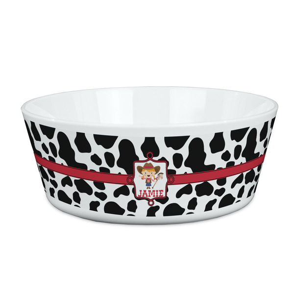 Custom Cowprint Cowgirl Kid's Bowl (Personalized)
