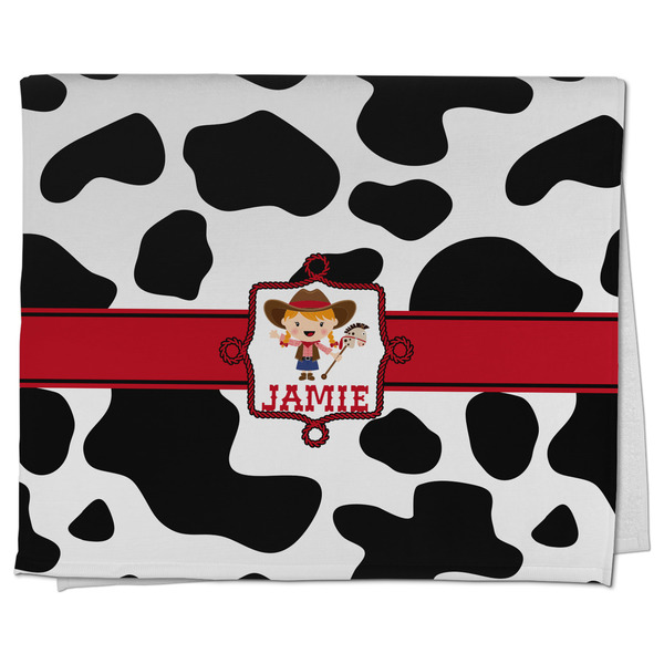 Custom Cowprint Cowgirl Kitchen Towel - Poly Cotton w/ Name or Text