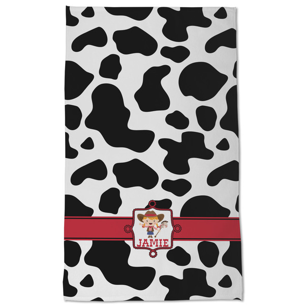 Cowprint Cowgirl Kitchen Towel - Poly Cotton - Full Front