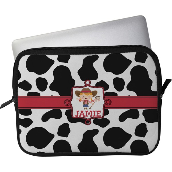 Custom Cowprint Cowgirl Laptop Sleeve / Case - 13" (Personalized)