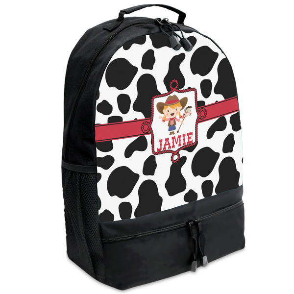 Custom Cowprint Cowgirl Backpacks - Black (Personalized)