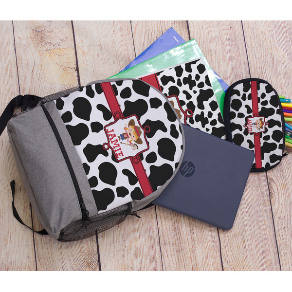 Cowprint Cowgirl Large Backpack - Gray - With Stuff