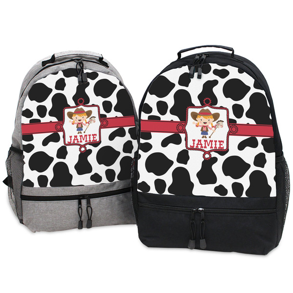 Cowprint Cowgirl Large Backpacks - Both