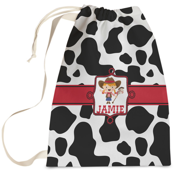 Custom Cowprint Cowgirl Laundry Bag - Large (Personalized)