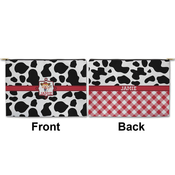 Cowprint Cowgirl Large Zipper Pouch Approval (Front and Back)