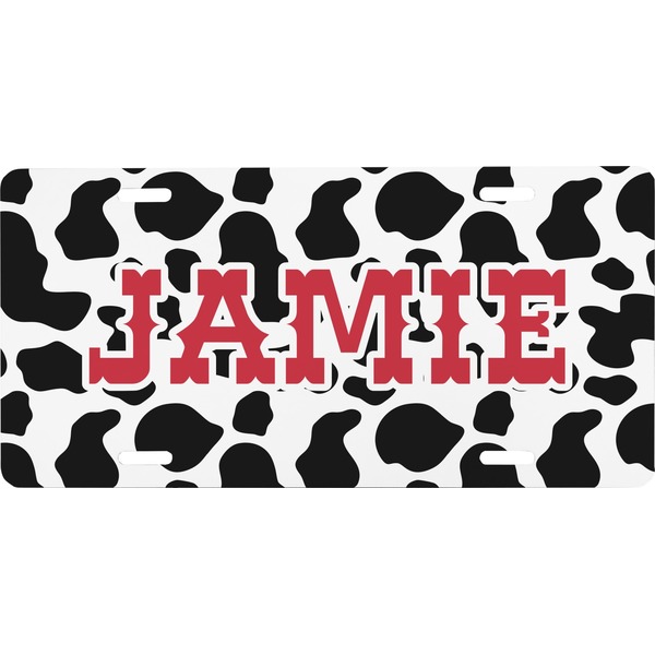 Custom Cowprint Cowgirl Front License Plate (Personalized)