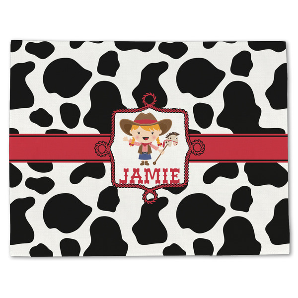 Custom Cowprint Cowgirl Single-Sided Linen Placemat - Single w/ Name or Text