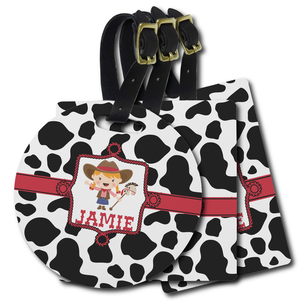 Custom Cowprint Cowgirl Plastic Luggage Tag (Personalized)