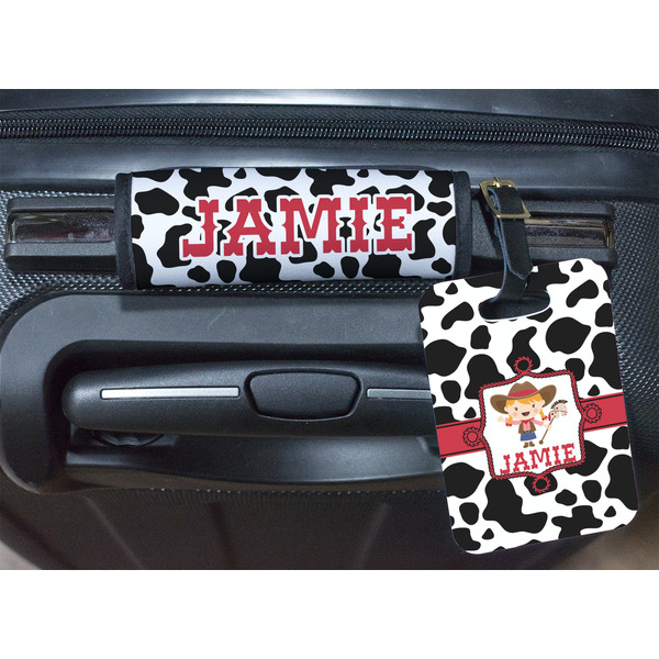 Cowprint Cowgirl Luggage Wrap & Tag