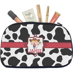 Cowprint Cowgirl Makeup / Cosmetic Bag - Medium (Personalized)