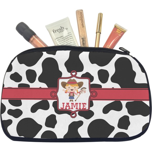 Custom Cowprint Cowgirl Makeup / Cosmetic Bag - Medium (Personalized)
