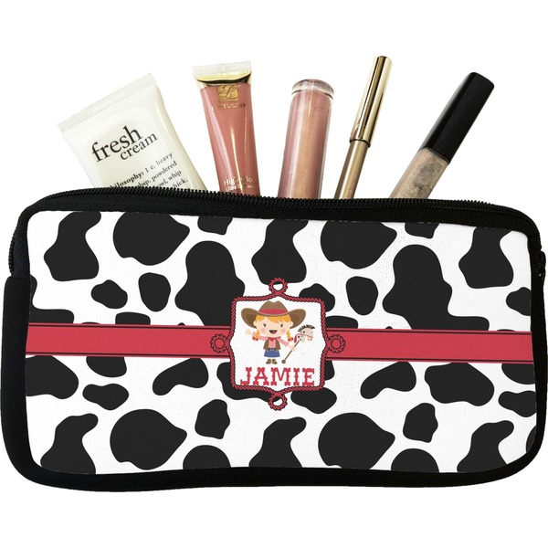 Custom Cowprint Cowgirl Makeup / Cosmetic Bag (Personalized)