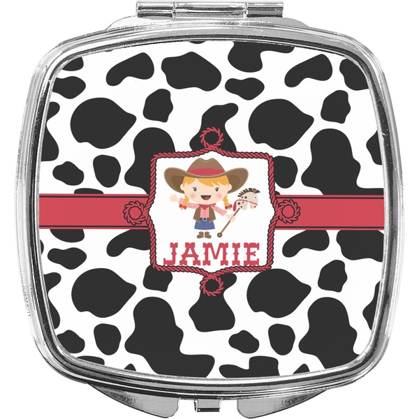 Custom Cowprint Cowgirl Compact Makeup Mirror (Personalized)