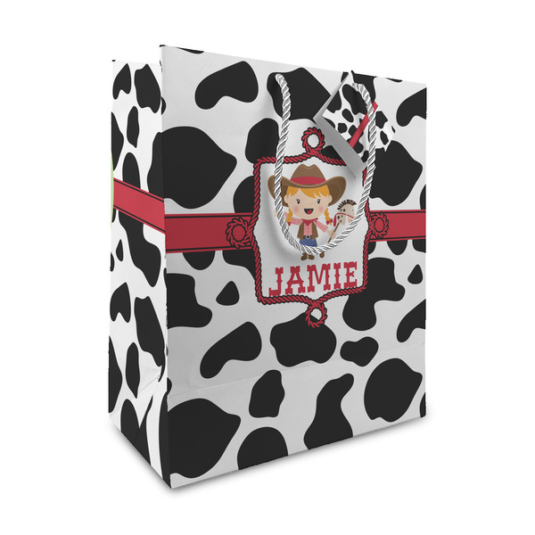 Custom Cowprint Cowgirl Medium Gift Bag (Personalized)