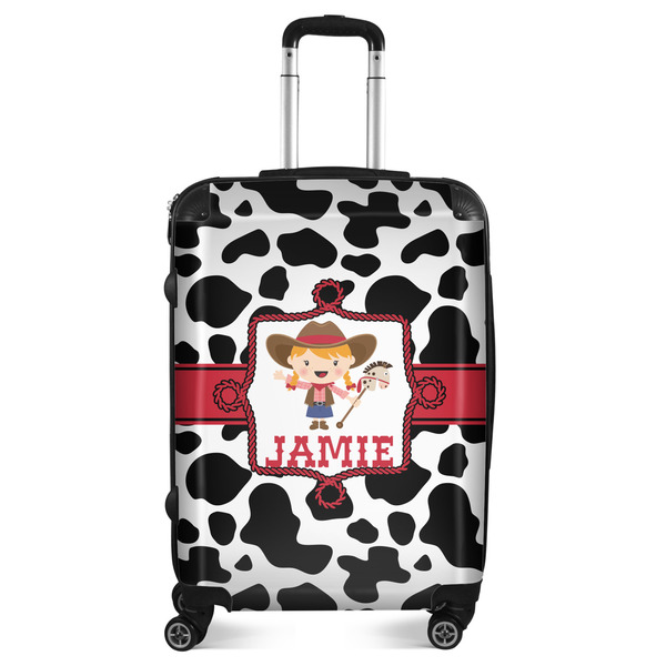 Custom Cowprint Cowgirl Suitcase - 24" Medium - Checked (Personalized)