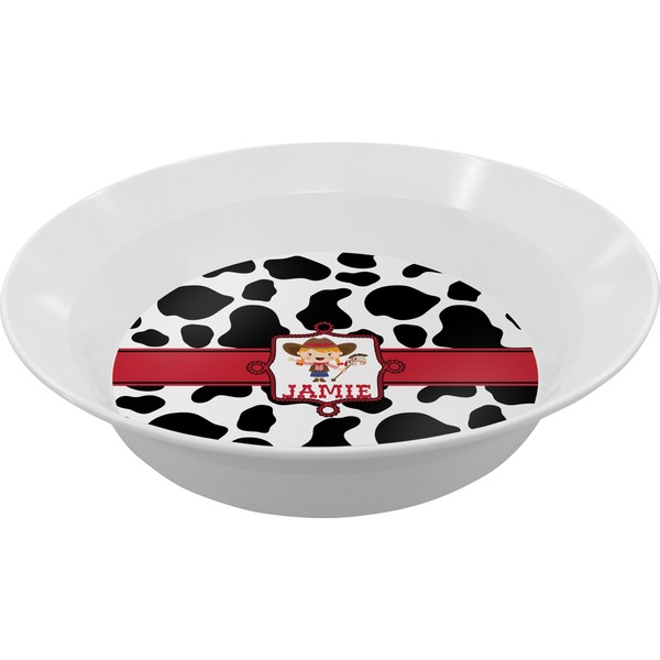 Custom Cowprint Cowgirl Melamine Bowl - 12 oz (Personalized)