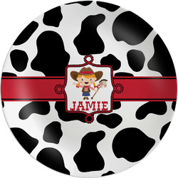 Cowprint Cowgirl Melamine Salad Plate - 8" (Personalized)
