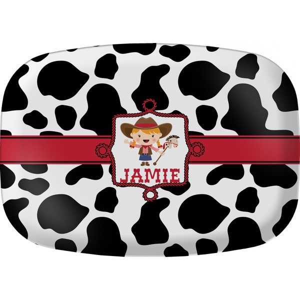 Custom Cowprint Cowgirl Melamine Platter (Personalized)