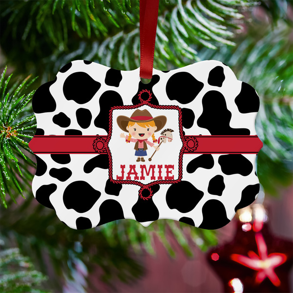 Cowprint Cowgirl Metal Benilux Ornament - Lifestyle