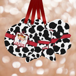 Cowprint Cowgirl Metal Ornaments - Double Sided w/ Name or Text