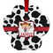 Cowprint Cowgirl Metal Paw Ornament - Front