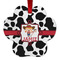 Cowprint Cowgirl Metal Paw Ornament - Double Sided w/ Name or Text