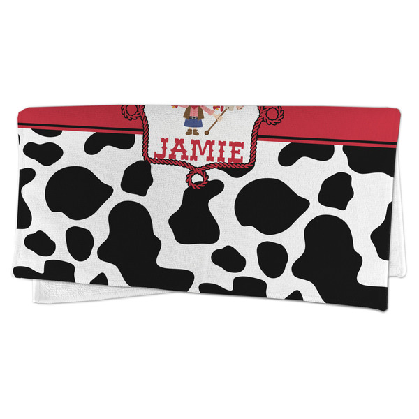 Cowprint Cowgirl Microfiber Dish Rag - FOLDED (half)