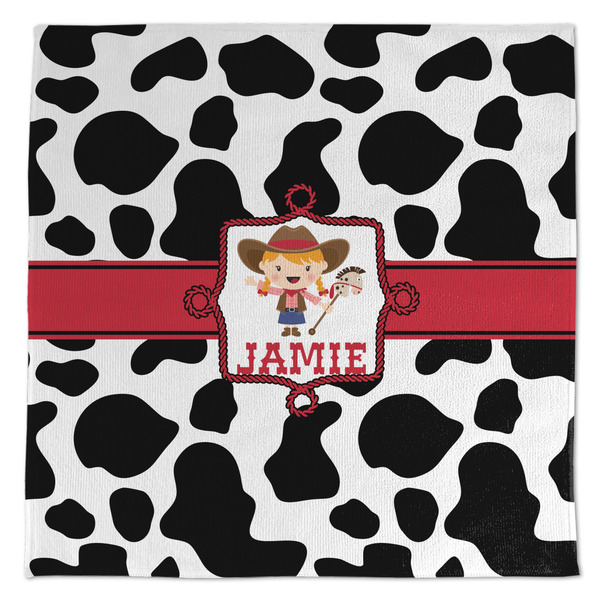 Custom Cowprint Cowgirl Microfiber Dish Towel (Personalized)