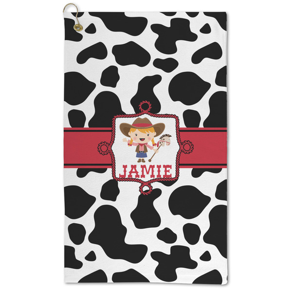 Custom Cowprint Cowgirl Microfiber Golf Towel (Personalized)
