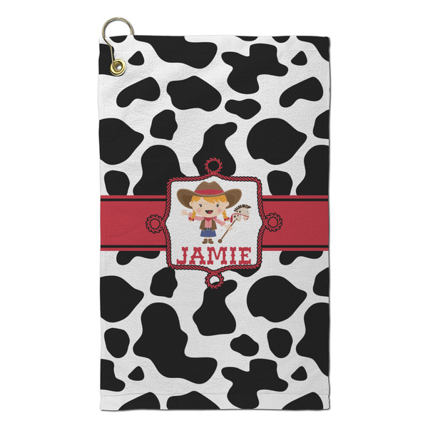 Custom Cowprint Cowgirl Microfiber Golf Towel - Small (Personalized)