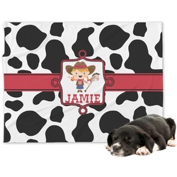 Cowprint Cowgirl Dog Blanket (Personalized)