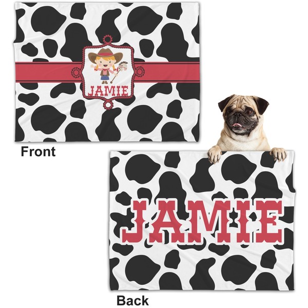 Cowprint Cowgirl Microfleece Dog Blanket - Regular - Front & Back