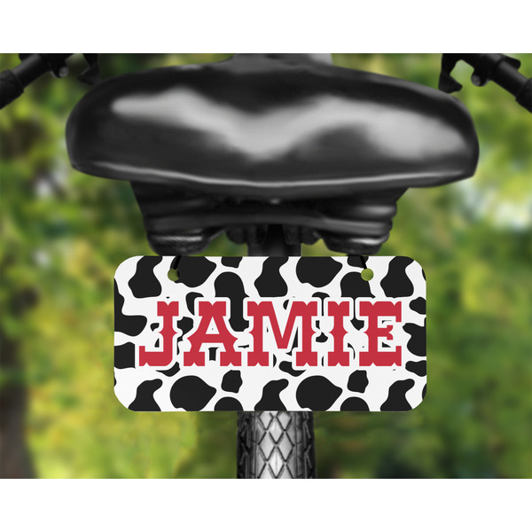 Cowprint Cowgirl Mini License Plate on Bicycle - LIFESTYLE Two holes