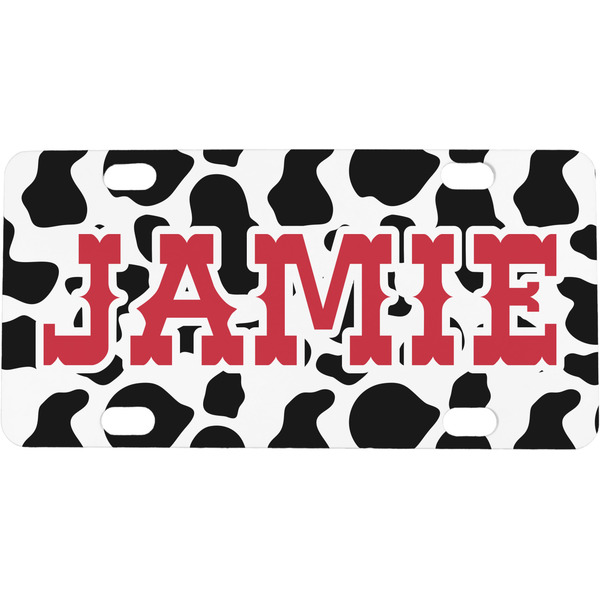 Custom Cowprint Cowgirl Mini / Bicycle License Plate (4 Holes) (Personalized)