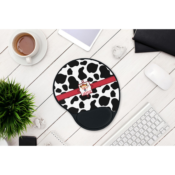 Cowprint Cowgirl Mouse Pad with Wrist Rest - LIFESYTLE 1