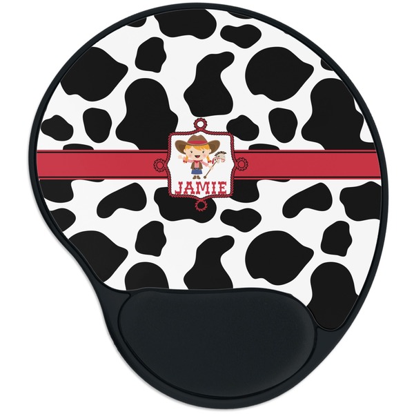 Custom Cowprint Cowgirl Mouse Pad with Wrist Support