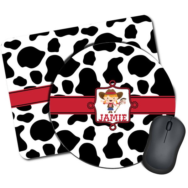 Custom Cowprint Cowgirl Mouse Pad (Personalized)