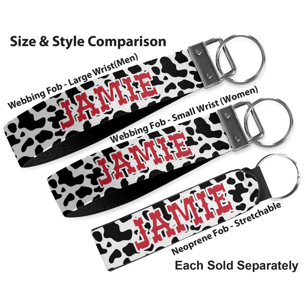 Cowprint Cowgirl Multiple Key Ring comparison sizes