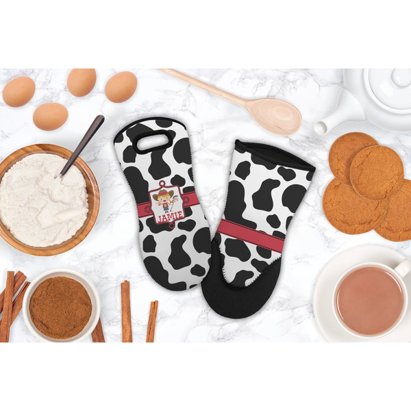 Cowprint Cowgirl Neoprene Oven Mitt - Lifestyle Image
