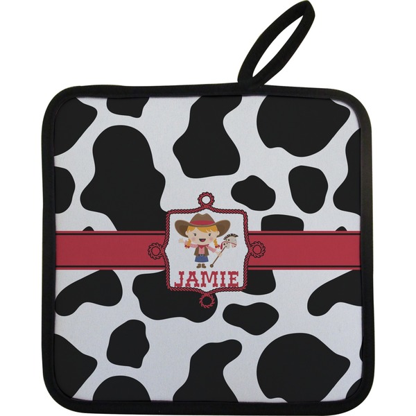 Custom Cowprint Cowgirl Pot Holder w/ Name or Text