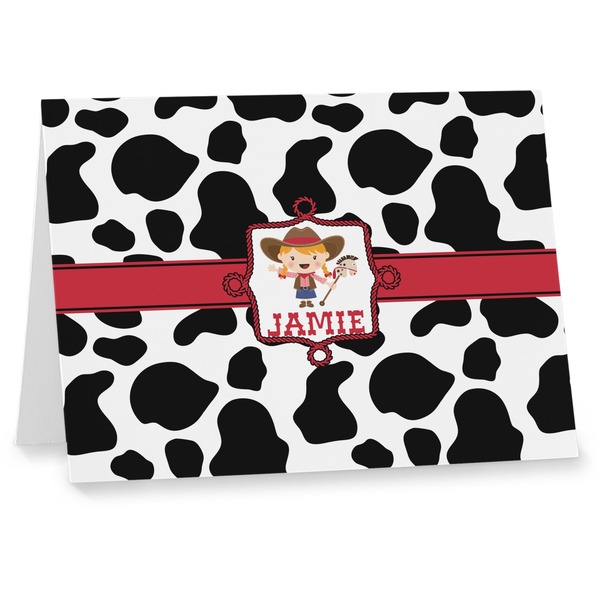 Custom Cowprint Cowgirl Note cards (Personalized)