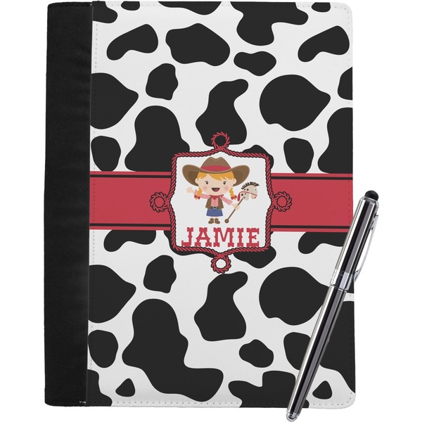 Custom Cowprint Cowgirl Notebook Padfolio - Large w/ Name or Text