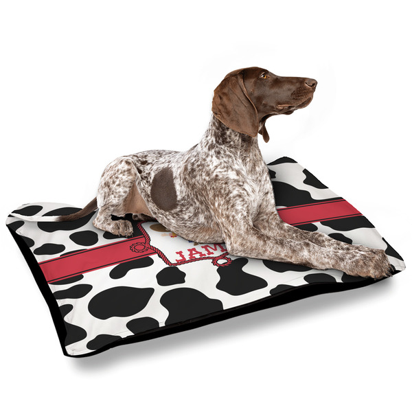 Cowprint Cowgirl Outdoor Dog Beds - Large - IN CONTEXT