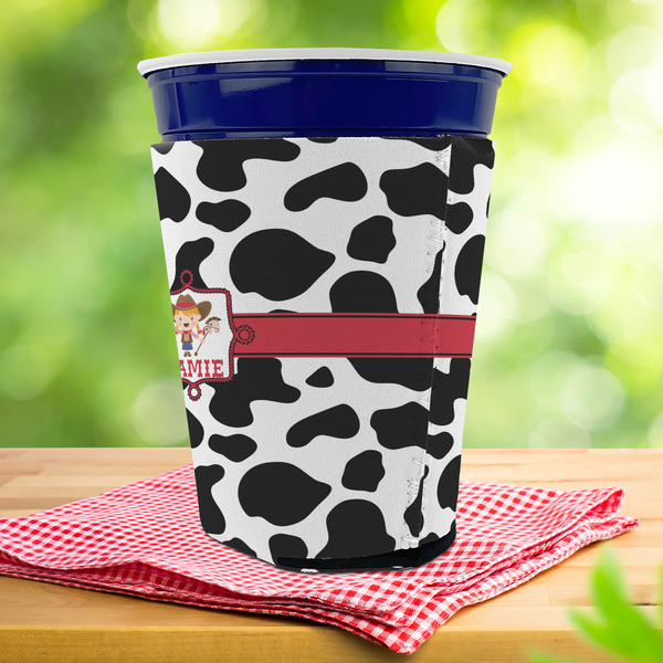 Cowprint Cowgirl Party Cup Sleeves - with bottom - Lifestyle