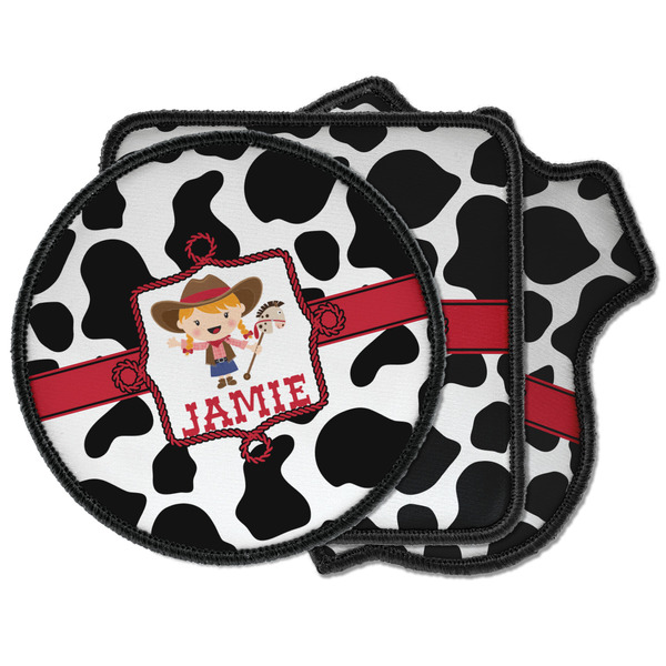 Custom Cowprint Cowgirl Iron on Patches (Personalized)