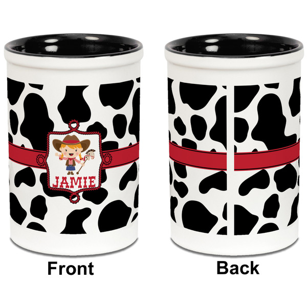 Cowprint Cowgirl Pencil Holder - Black - approval