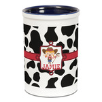 Cowprint Cowgirl Ceramic Pencil Holders - Blue