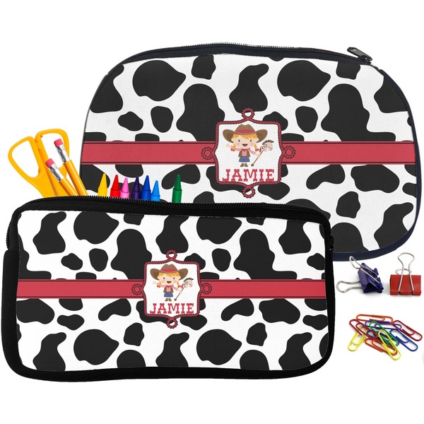 Cowprint Cowgirl Pencil / School Supplies Bags Small and Medium