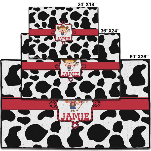 Cowprint Cowgirl Personalized Door Mat - Group Parent IMF