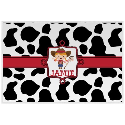 Cowprint Cowgirl Laminated Placemat w/ Name or Text